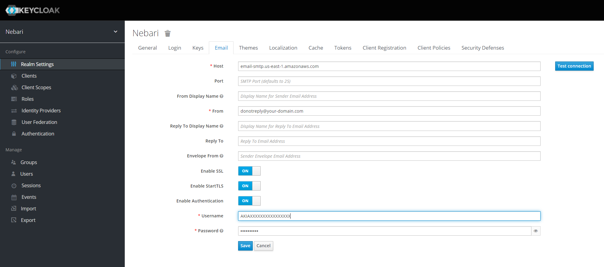 Keycloak Realm - SMTP Config